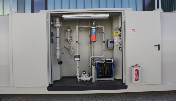 Portable container fuel stations